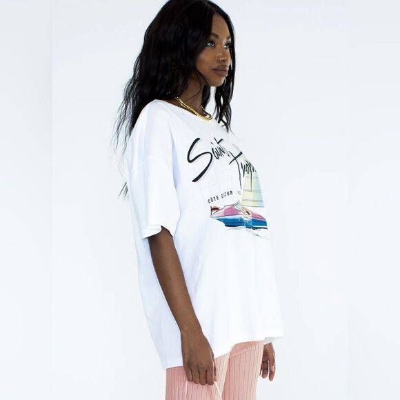 Princess Polly oversized white graphic tee Saint Tropez - Picture 2 of 12